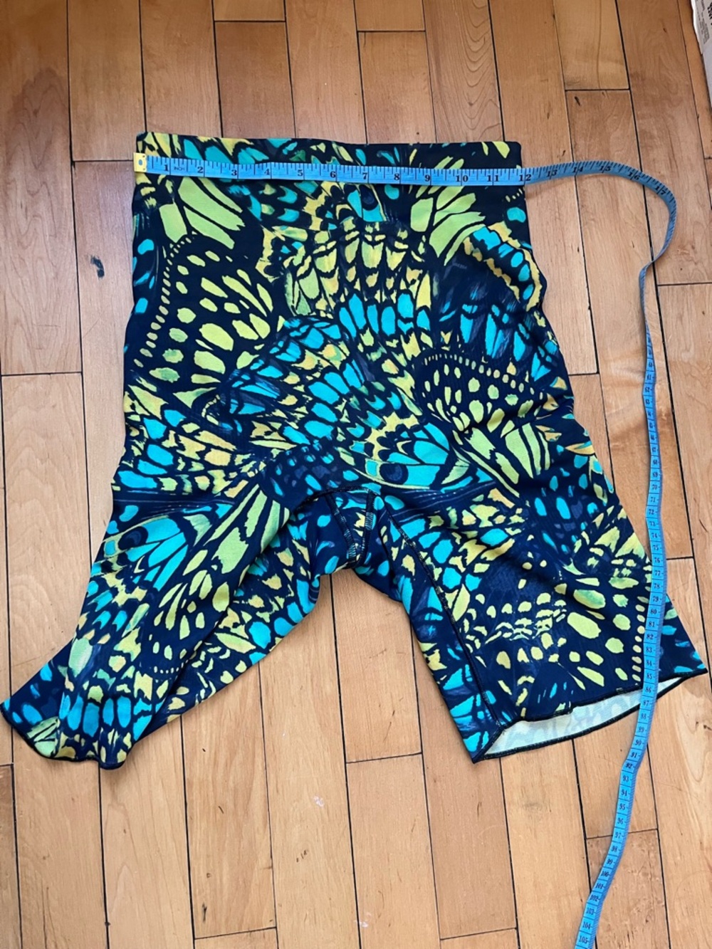 YITTY Teal and Lime Butterfly-Patterned Athletic Shorts